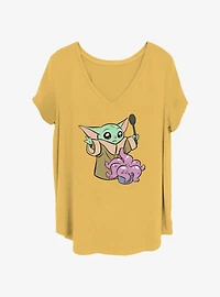 Star Wars The Mandalorian Grogu Cooking Womens T-Shirt Plus