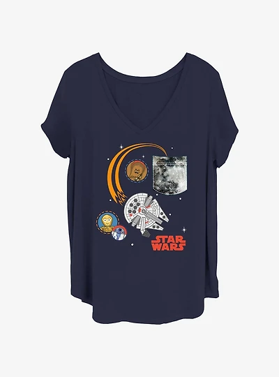 Star Wars Moon Pocket Womens T-Shirt Plus
