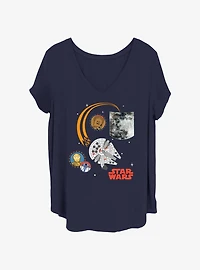 Star Wars Moon Pocket Womens T-Shirt Plus