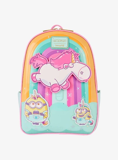 Loungefly Minions Fluffy Unicorn Rainbow Mini Backpack