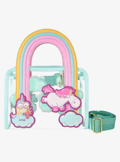 Loungefly Minions Fluffy Unicorn Rainbow Clear Crossbody Bag