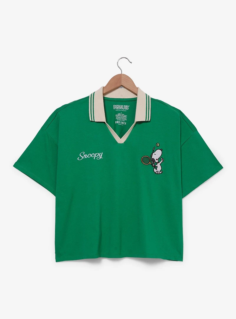 Peanuts Snoopy Tennis Women's Plus Cropped Polo — BoxLunch Exclusive