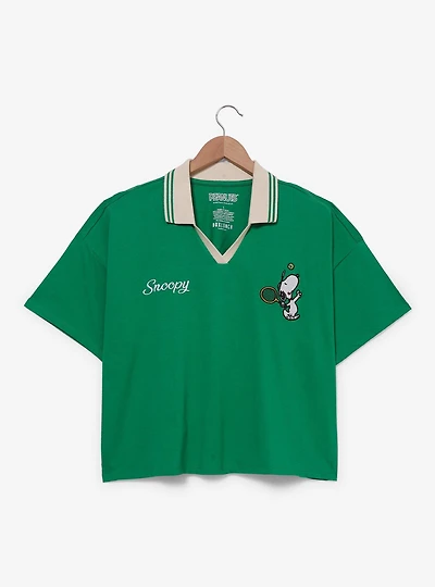 Peanuts Snoopy Tennis Women's Plus Cropped Polo — BoxLunch Exclusive