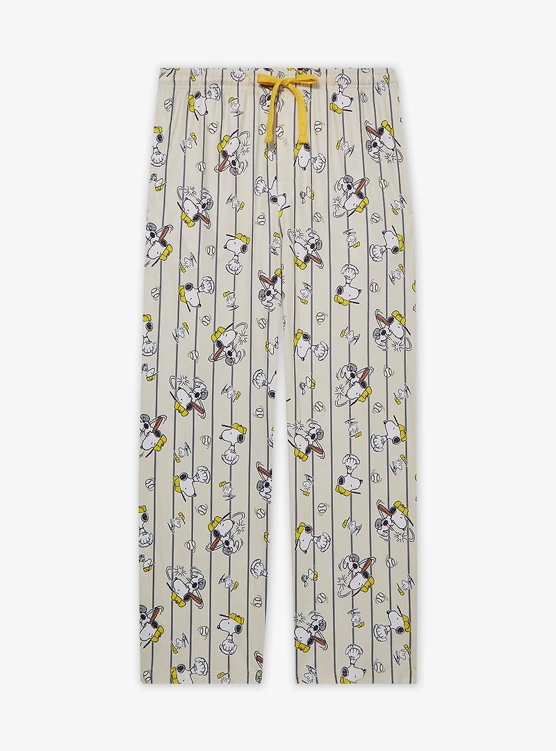Peanuts Snoopy Baseball Striped Allover Print Sleep Pants — BoxLunch Exclusive