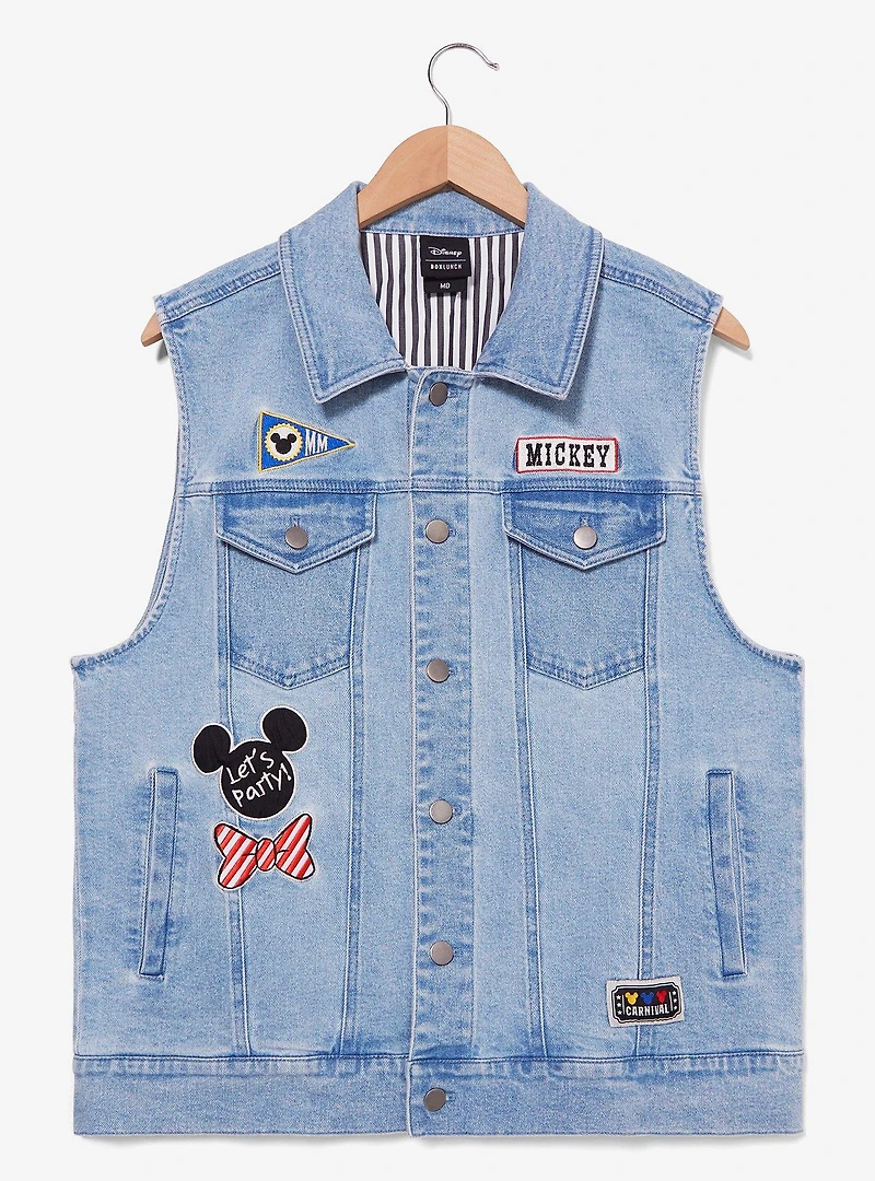 Disney Mickey Mouse Carnival Patches Denim Vest - BoxLunch Exclusive