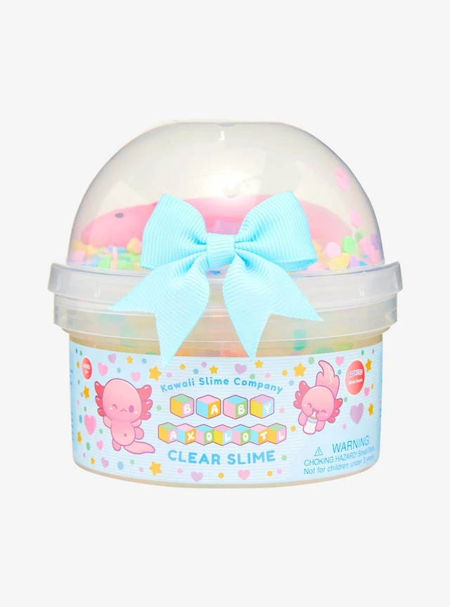 Kawaii Slime Company Baby Axolotl White Peach Scented Clear Slime