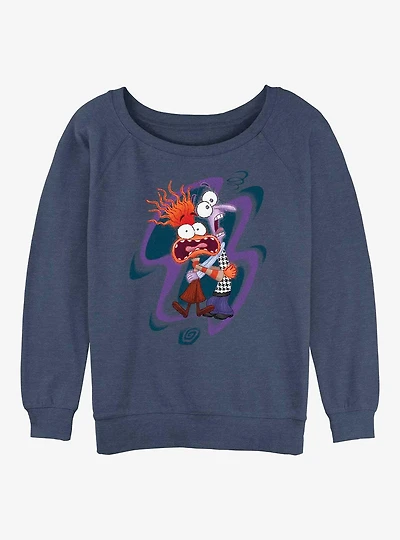 Disney Pixar Inside Out 2 Fear And Anxiety Womens Slouchy Sweatshirt
