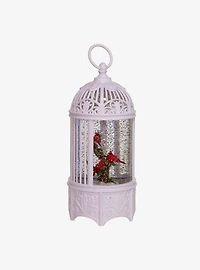 LED Swirl Cardinals in Water Bird Cage