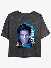 Buffy The Vampire Slayer Angel Mineral Wash Womens Crop T-Shirt