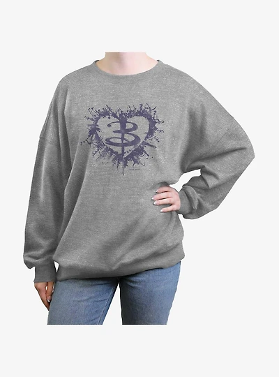 Buffy The Vampire Slayer Heart Womens Oversized Sweatshirt
