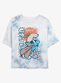 The Smurfs Manga Red  Tie Dye Crop Womens T-Shirt