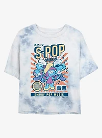 The Smurfs Spop Music Tie Dye Crop Womens T-Shirt