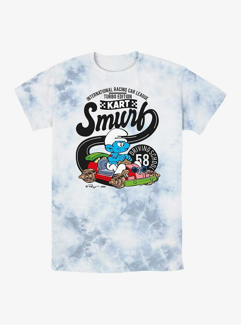 The Smurfs Smurf Driving Kart  Tie-Dye T-Shirt
