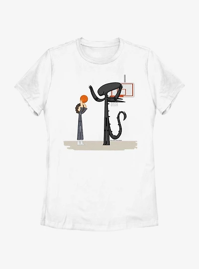 Alien Playing Basketball Womens T-Shirt