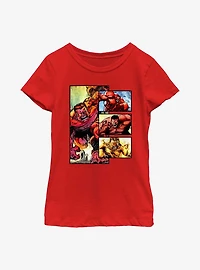 Marvel Red Hulk Panels Youth Girls T-Shirt