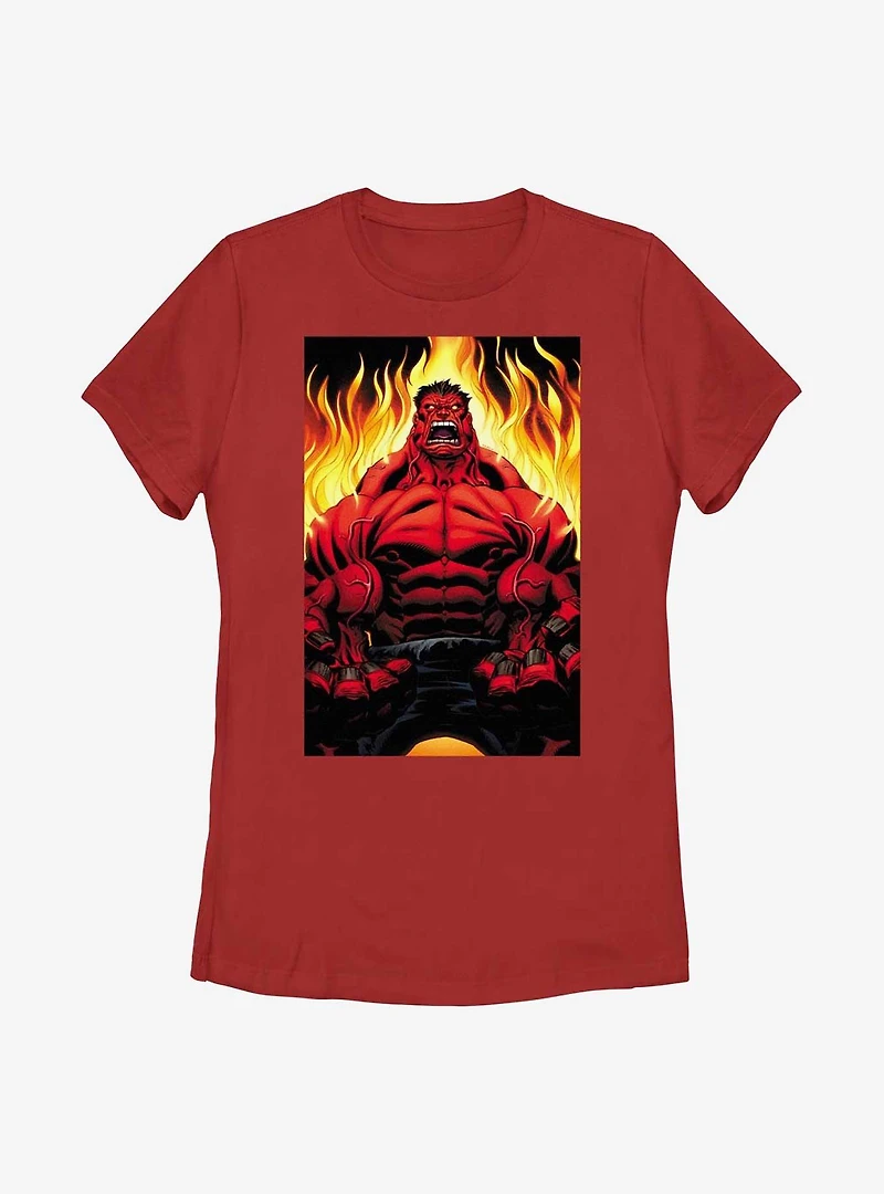 Marvel Red Hulk Fire Womens T-Shirt