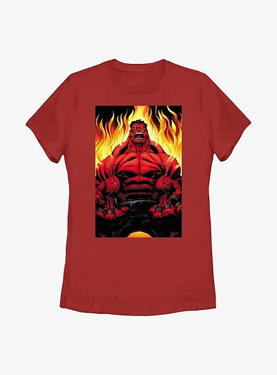 Marvel Red Hulk Fire Womens T-Shirt