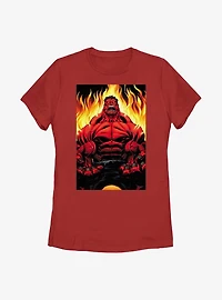 Marvel Red Hulk Fire Womens T-Shirt