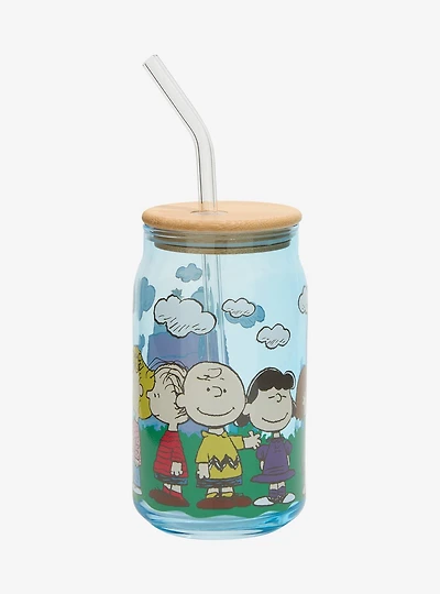 Peanuts Gang Classic Glass Cup With Straw — BoxLunch Exclusive