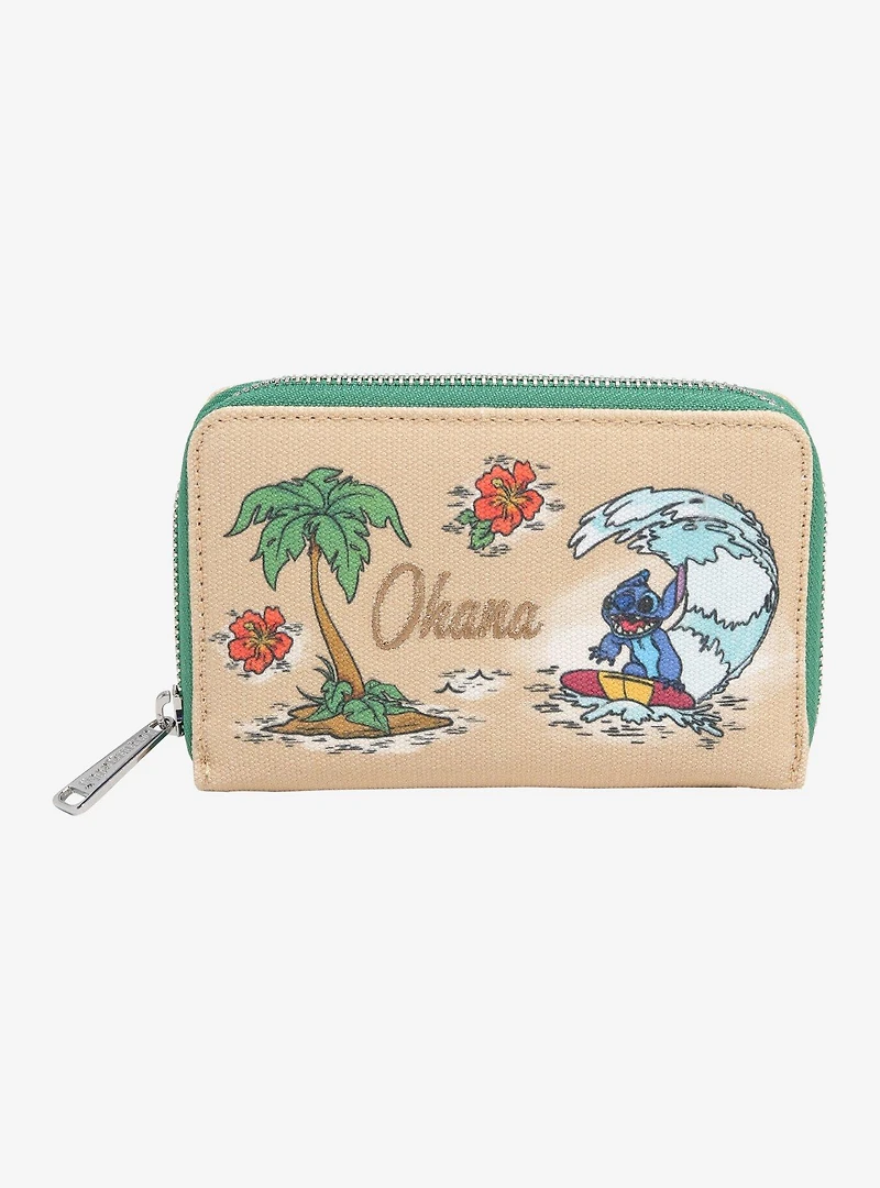 Loungefly Disney Lilo & Stitch Surfing Stitch Canvas Small Zip Wallet - BoxLunch Exclusive