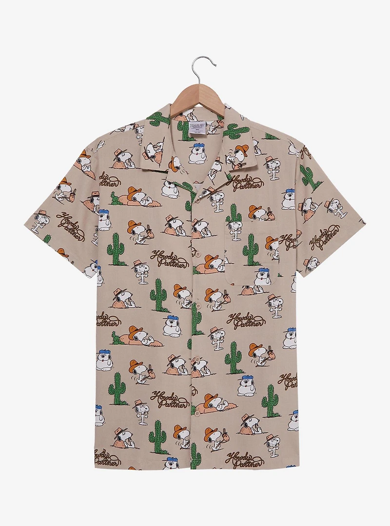 Peanuts Snoopy & Siblings Western Allover Print Woven Button-Up - BoxLunch Exclusive
