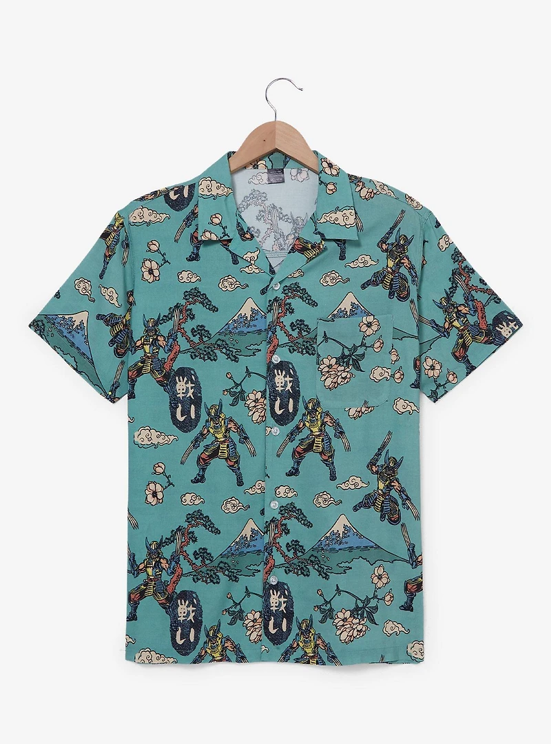 Marvel X-Men Samurai Wolverine Allover Print Woven Button-Up - BoxLunch Exclusive