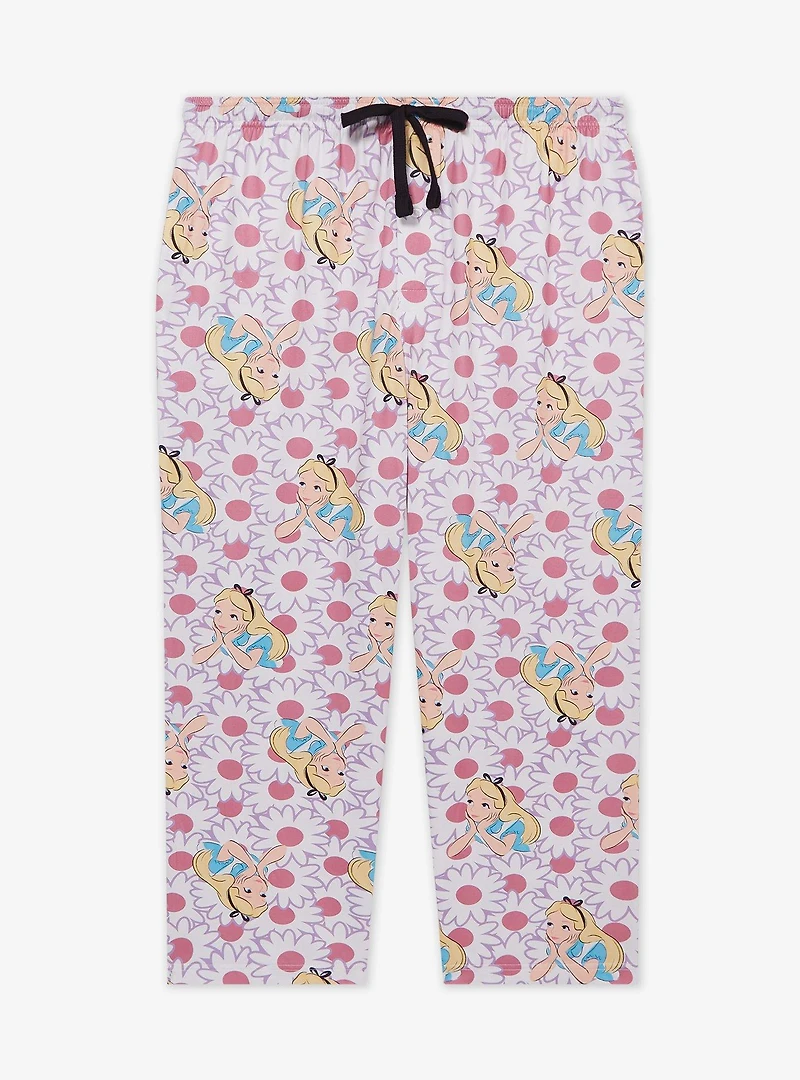 Disney Alice Wonderland Floral Allover Print Women's Plus Sleep Pants - BoxLunch Exclusive