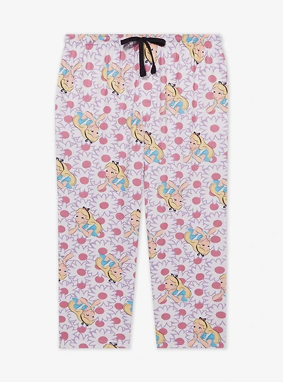 Disney Alice Wonderland Floral Allover Print Women's Plus Sleep Pants - BoxLunch Exclusive