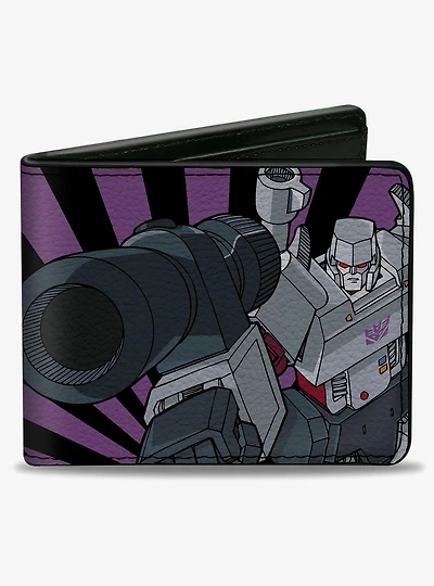 Transformers Megatron Blaster and Standing Poses Black Purple Bifold Wallet
