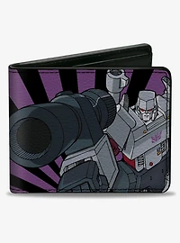 Transformers Megatron Blaster and Standing Poses Black Purple Bifold Wallet