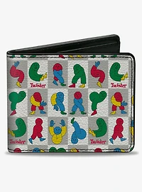 Twister Character Pose Blocks Checker White Gray Multi Color Bifold Wallet