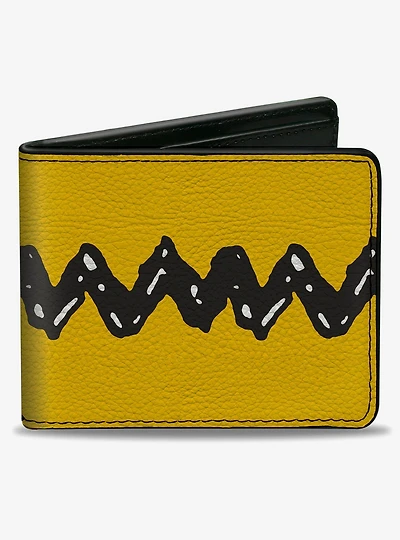 Peanuts Charlie Brown Zig Zag Stripe Yellow Black Bifold Wallet