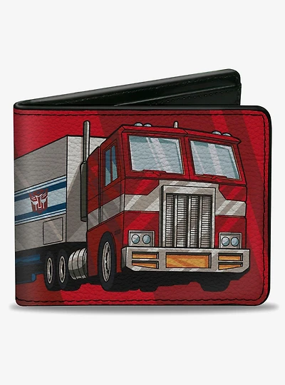 Transformers Optimus Prime Semi Truck and Autobot Shield Reds Bifold Wallet
