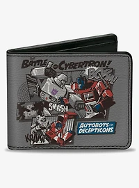 Transformers The Battle of Cybertron Scene and Logo Gray Bifold Wallet