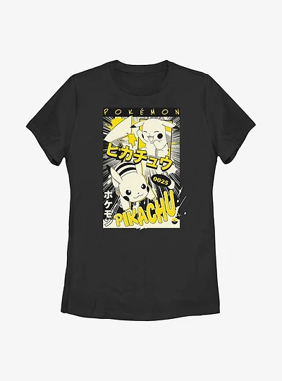 Pokemon Poster Pikachu Manga Style Womens T-Shirt
