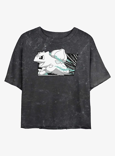 Pokemon Bulbasaur Run Mineral Wash Womens Crop T-Shirt