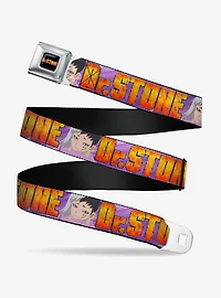 Dr Stone Title Logo & Gen Asagiri Face Youth Seatbelt Buckle Belt