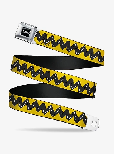 Peanuts Charlie Zig Zag Stripe Youth Seatbelt Buckle Belt