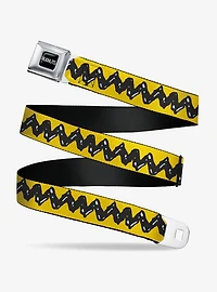 Peanuts Charlie Zig Zag Stripe Youth Seatbelt Buckle Belt