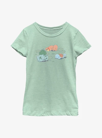 Pokemon Bulbasaur Charmander Squirtle Sketch Style Youth Girls T-Shirt