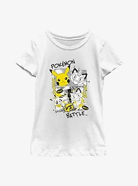 Pokemon Pikachu Meowth Manga Style Youth Girls T-Shirt