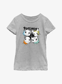 Pokemon Starter Heads Grid Manga Style Youth Girls T-Shirt