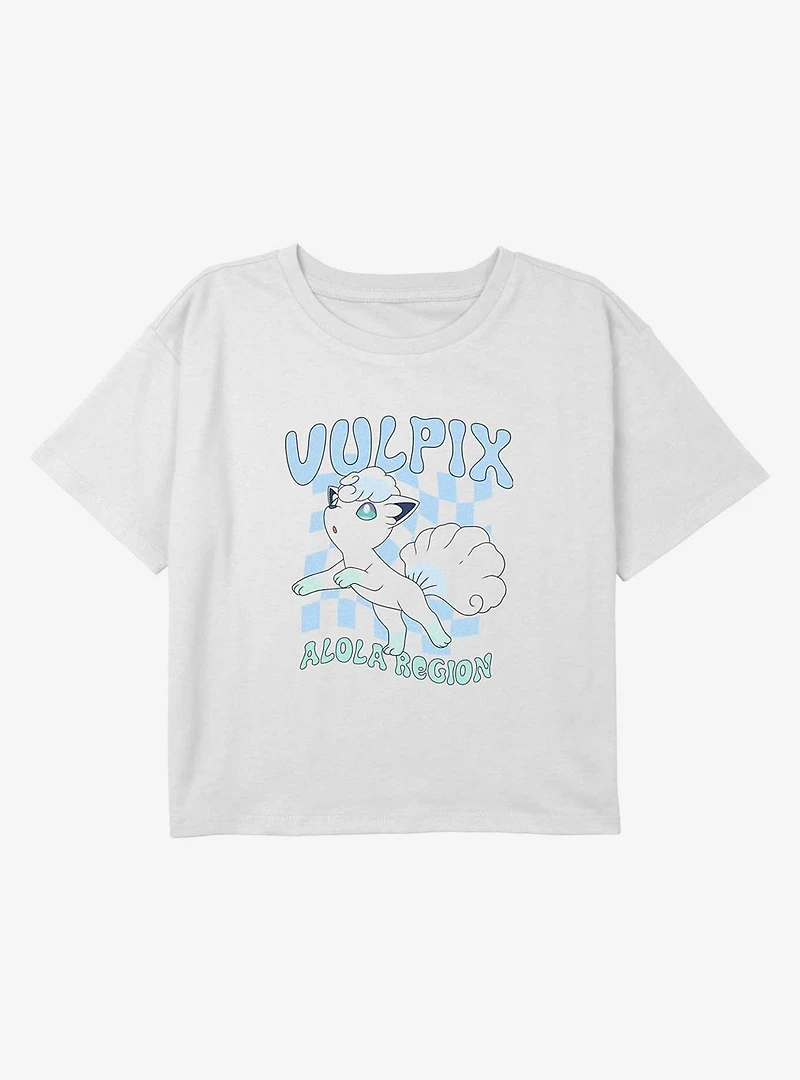 Pokemon Alola Region Vulpix Youth Girls Boxy Crop T-Shirt