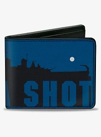Battleship Silhouette Take A Shot Blues White Bifold Wallet