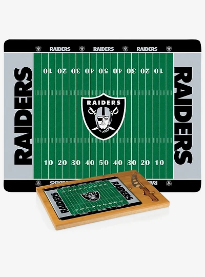 NFL Las Vegas Raiders Football Field Glass Top Cutting Board & Knife