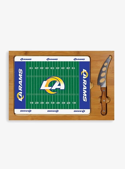NFL Los Angeles Rams Football Field Glass Top Cutting Board & Knife