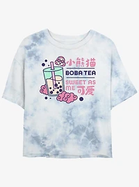 Turning Red Boba Tea Tie Dye Crop Womens T-Shirt