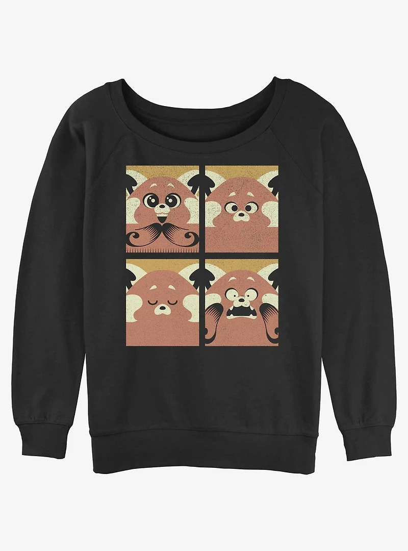 Turning Red Meilin Panda Grid Womens Slouchy Sweatshirt