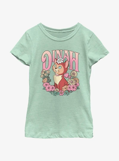 Disney Alice Wonderland Dinah Floral Wreath Youth Girls T-Shirt