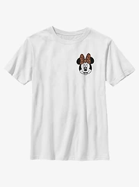 Disney Minnie Mouse Face Leopard Pocket Youth T-Shirt